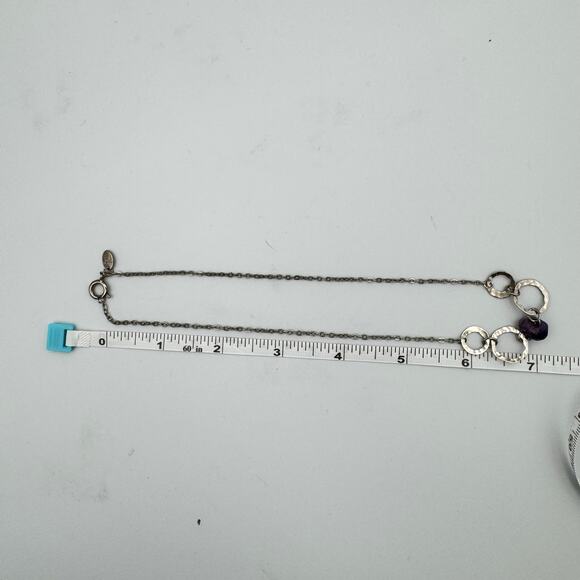 Park Lane Silver Tone Round Metal Purple Stone Short Necklace Dainty Fairycore - Picture 8 of 8